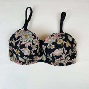 NWOT Victoria's Secret Bra 32DD Dream Angels Lined Demi Black Floral